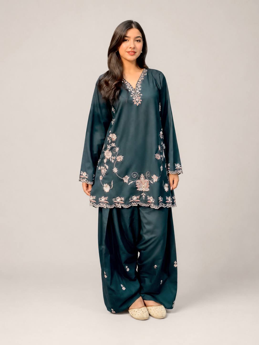 Premium French Crepe Farshi Co-Ord Set