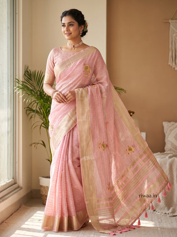 Soft Aura Saree with Real Handwork & Tassels