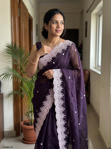 Georgette Sequinned & Embroidered Saree