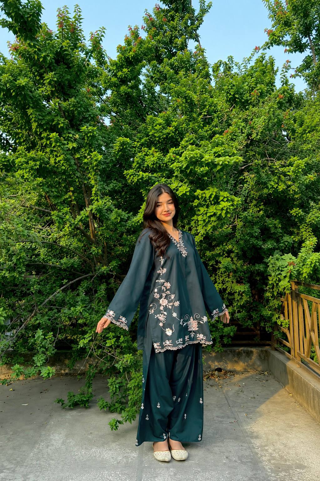 Premium French Crepe Farshi Co-Ord Set