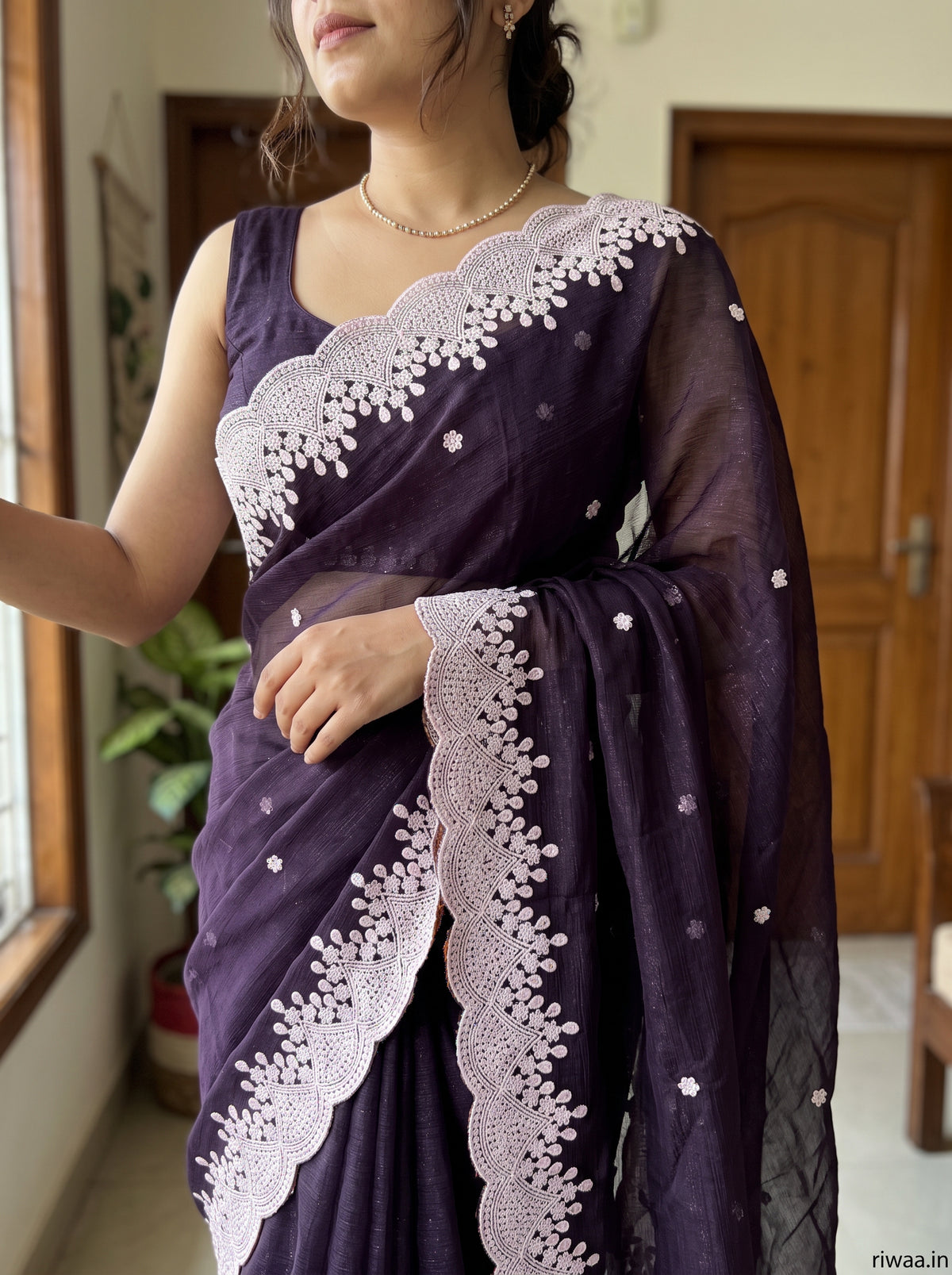 Georgette Sequinned & Embroidered Saree