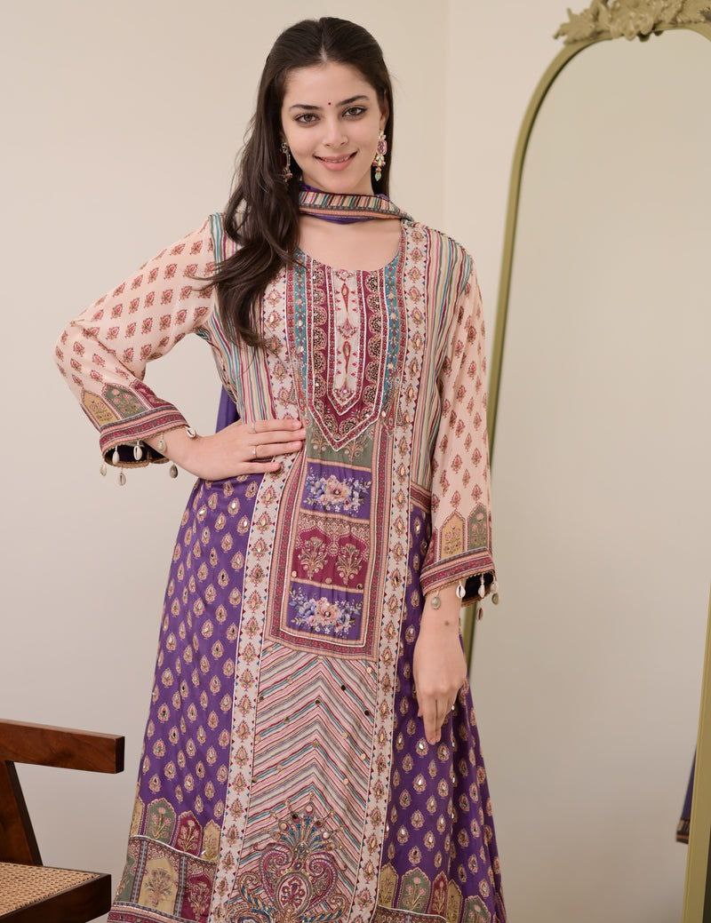 Jasood Pure Chinon Anarkali Suit Set