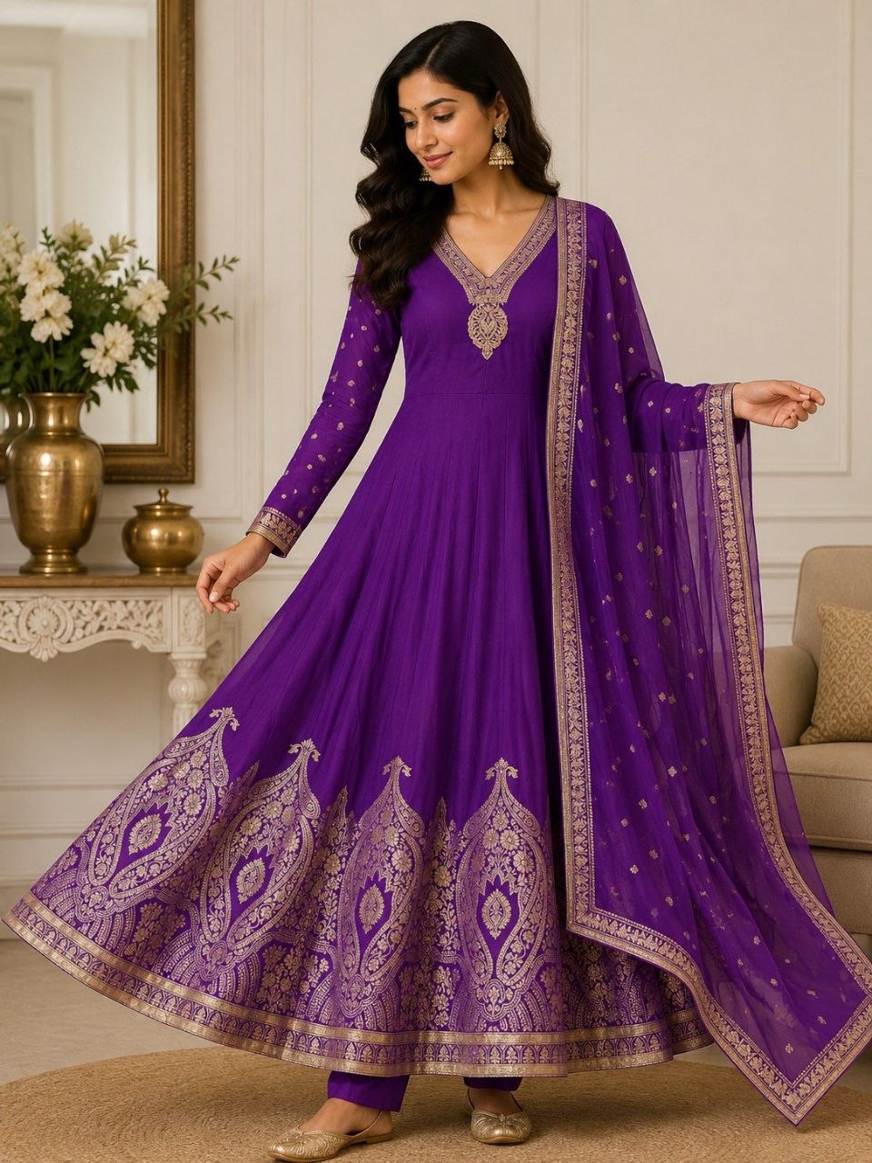 Premvati Banarasi Zari Woven Anarkali Gown Set