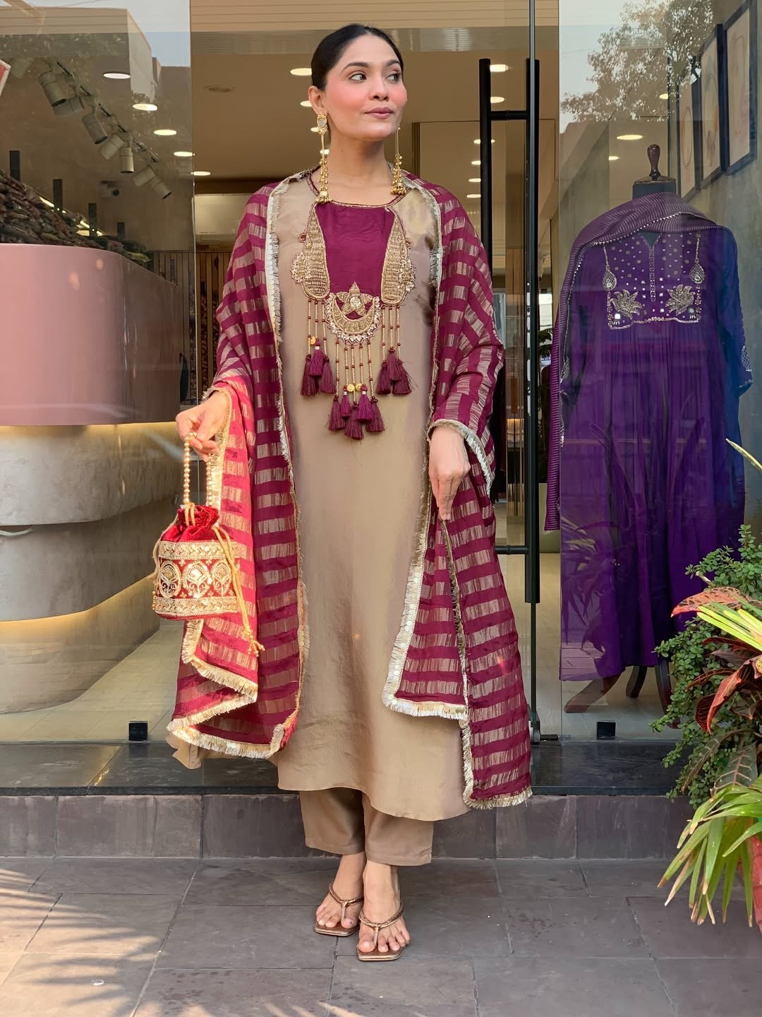 Premium Glass Malai Kurti & Pant Set with Kanjivaram Dupatta