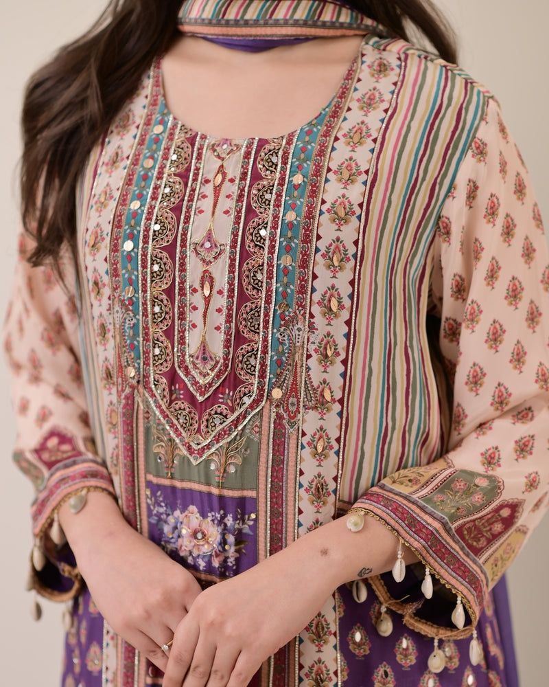 Jasood Pure Chinon Anarkali Suit Set