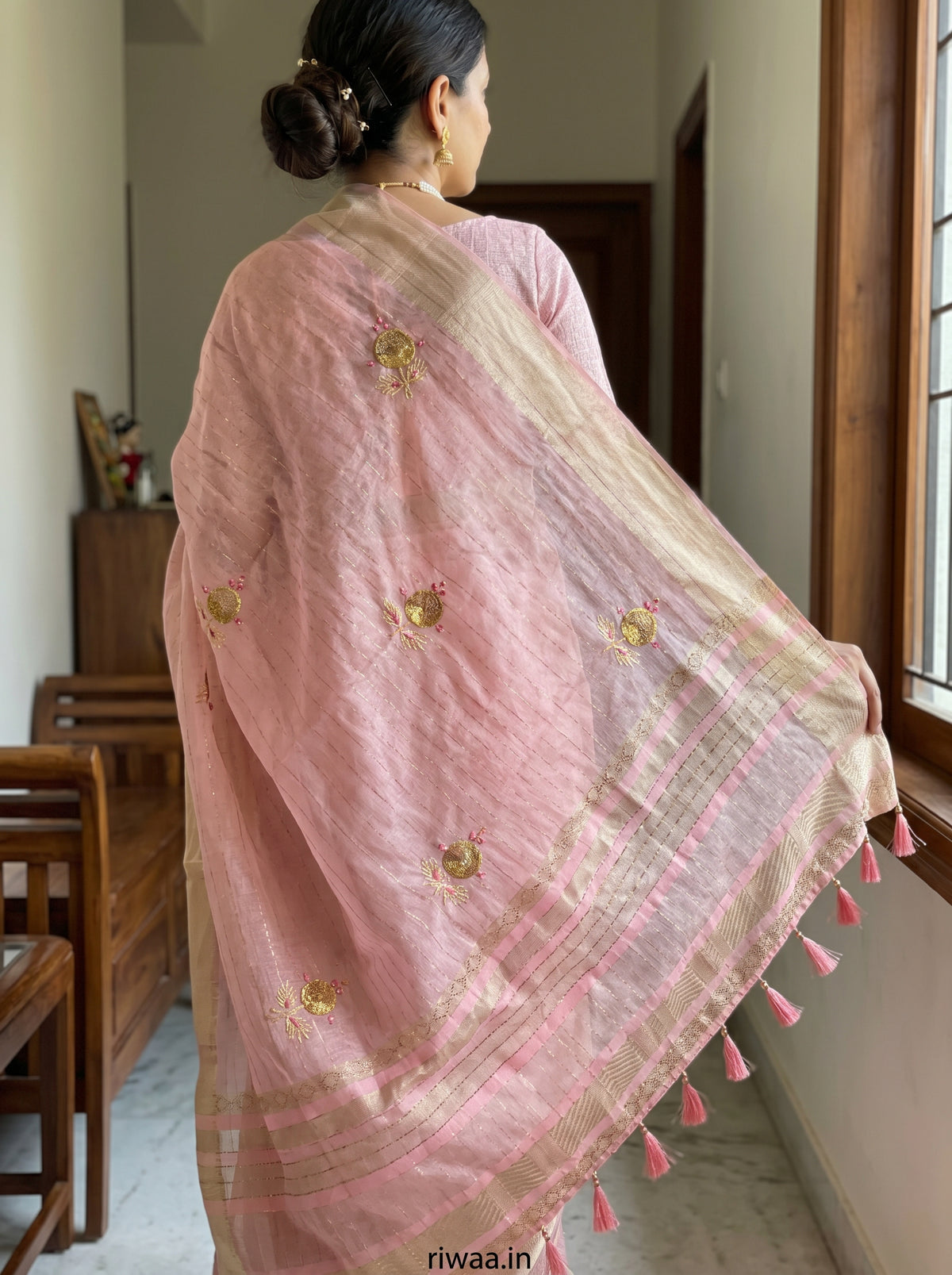Soft Aura Saree with Real Handwork & Tassels