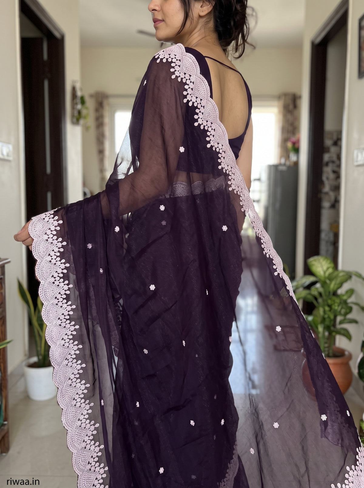 Georgette Sequinned & Embroidered Saree