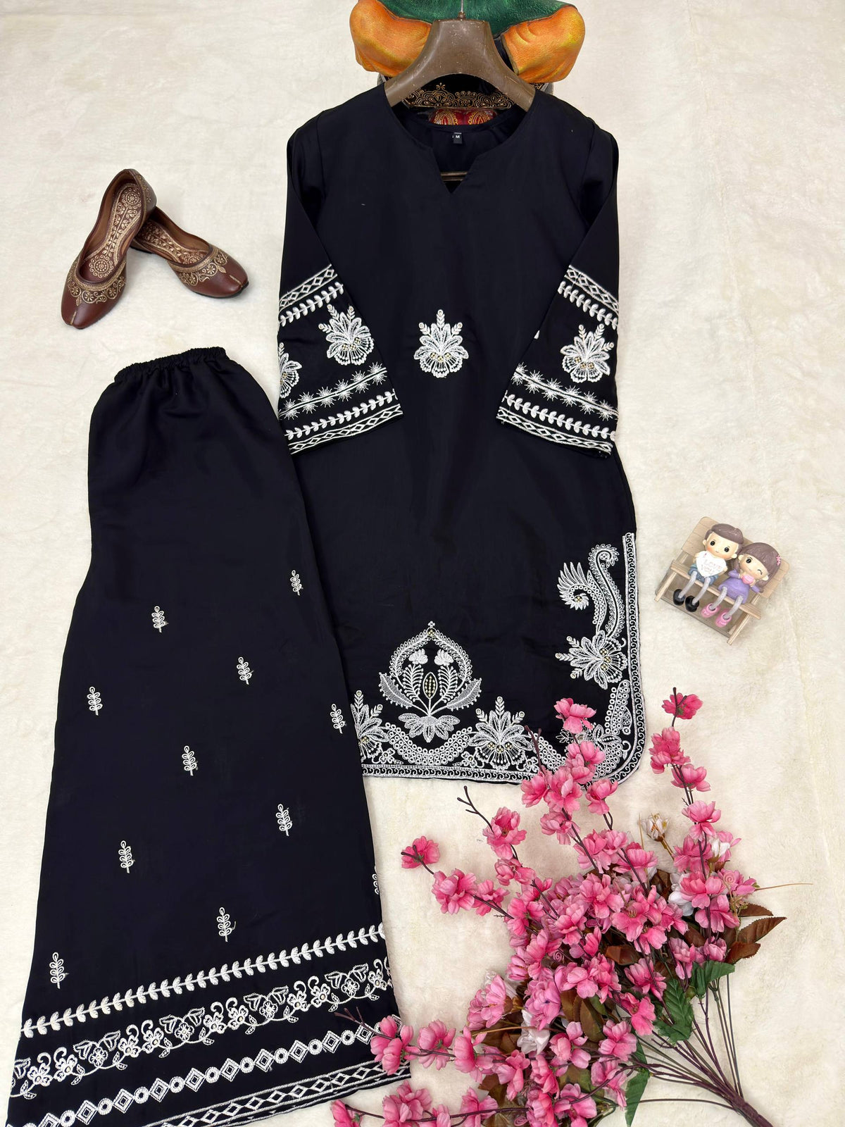 Heavy Embroidered Roman Dell Silk Co-Ord Set
