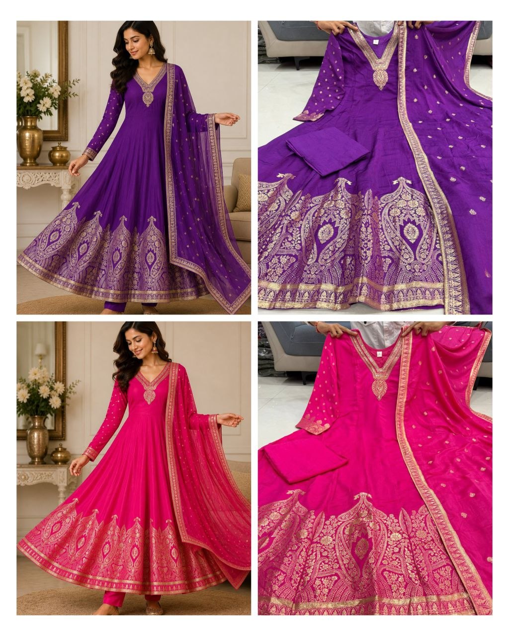 Premvati Banarasi Zari Woven Anarkali Gown Set