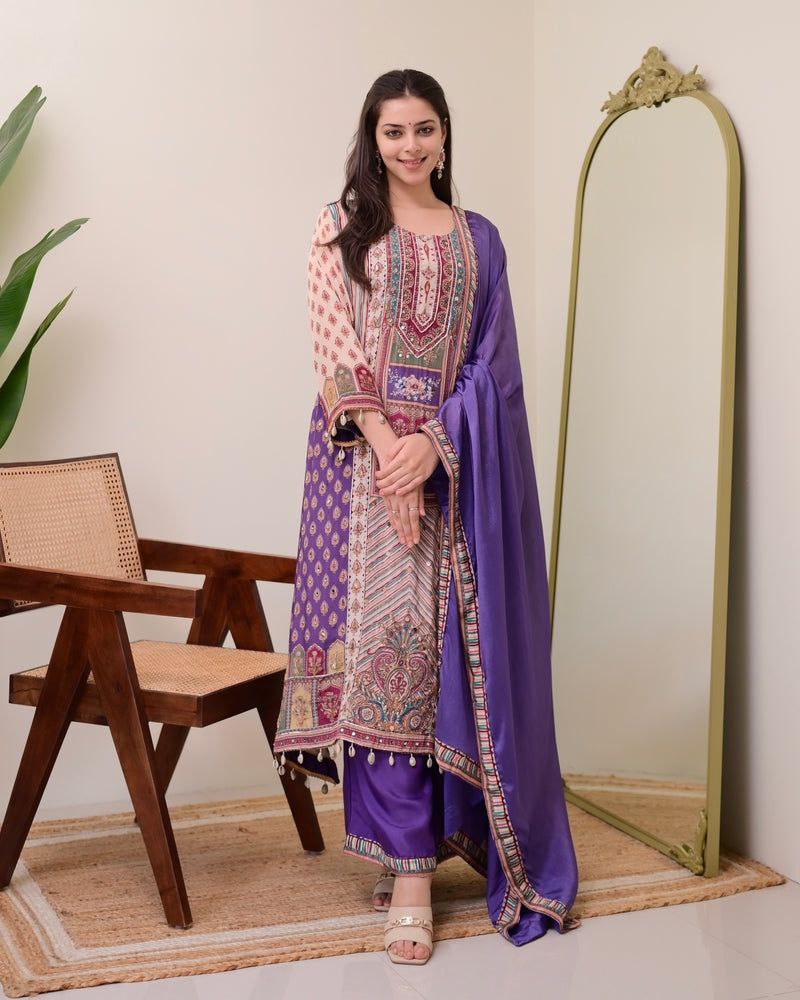 Jasood Pure Chinon Anarkali Suit Set