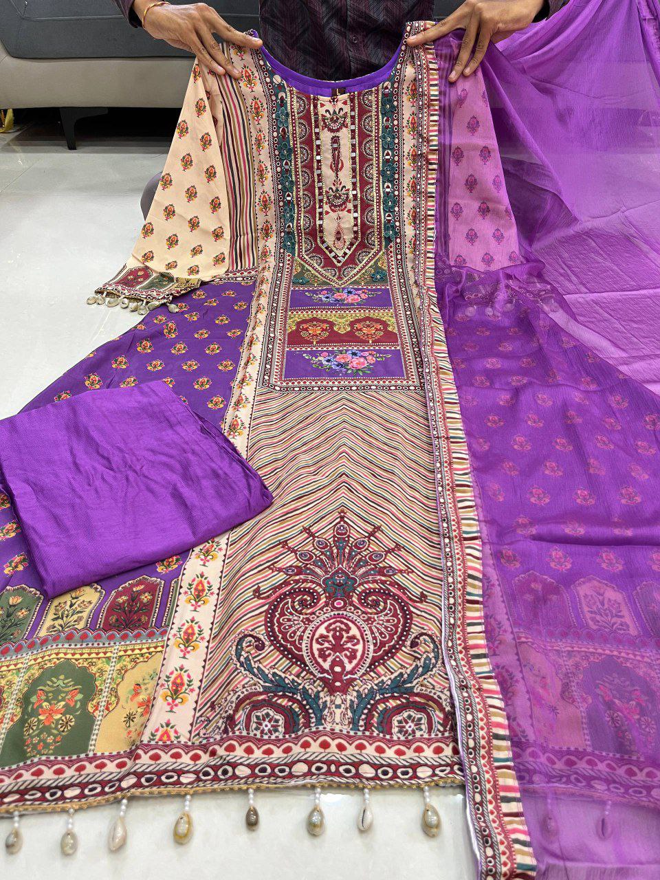 Jasood Pure Chinon Anarkali Suit Set