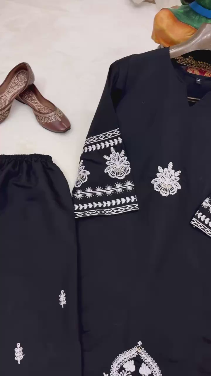 Heavy Embroidered Roman Dell Silk Co-Ord Set