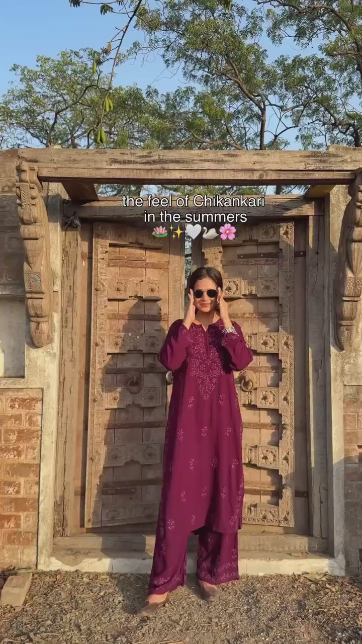 Heavy Embroidered Rayon Cotton Co-Ord Set
